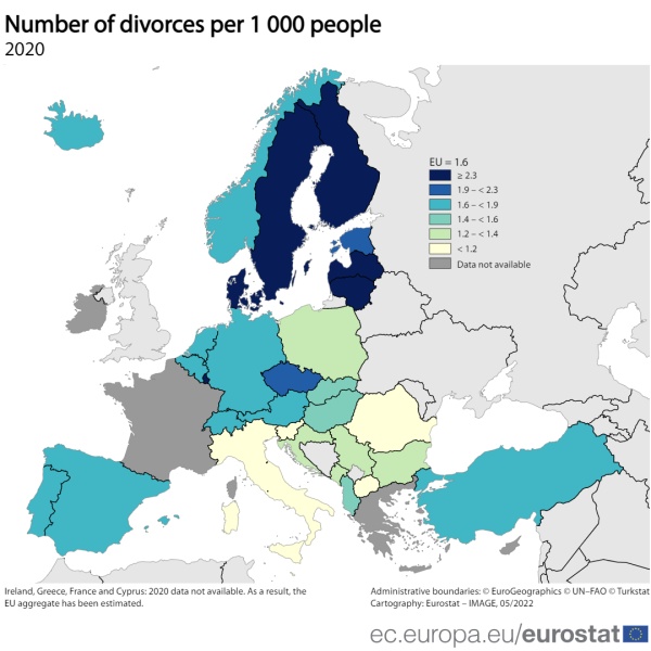 grafico con numero di divorzi